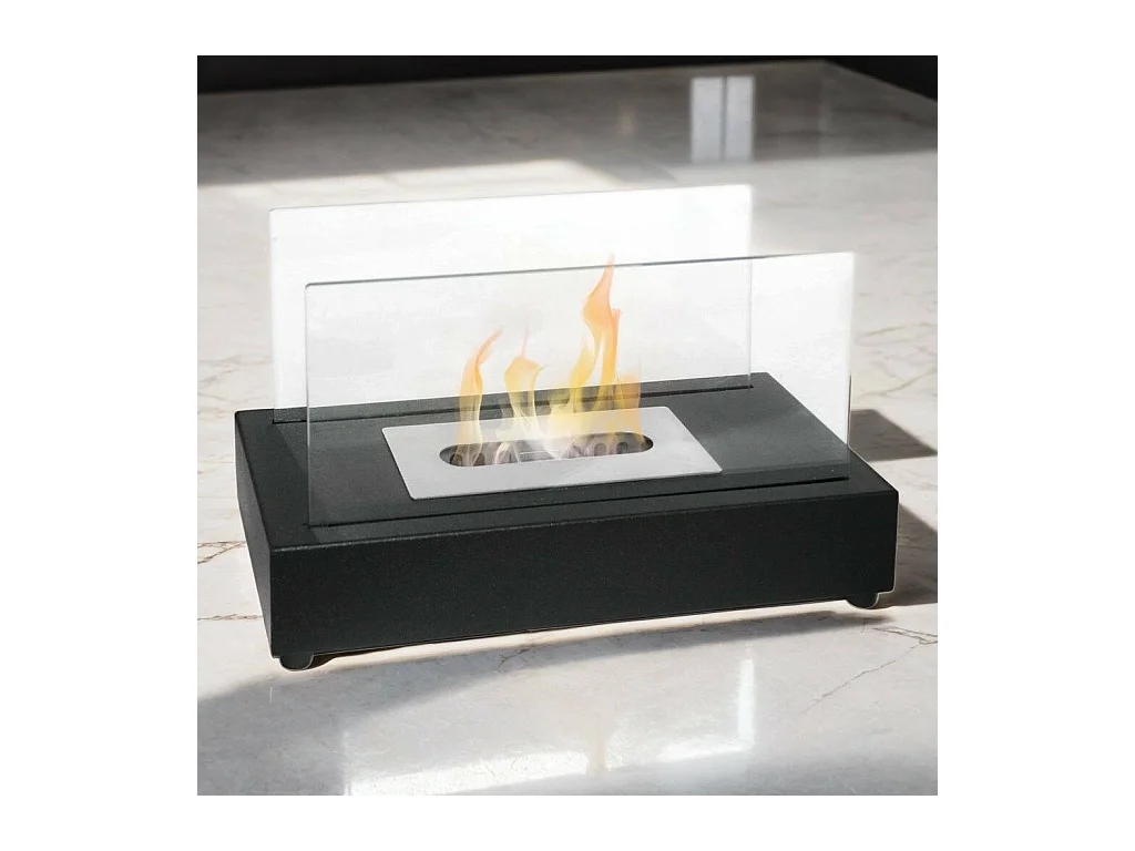 Cheminée Bioéthanol Ardesio, Capacité 0,5 L Fabriquée en Italie, 35x18x20,5h cm Noir