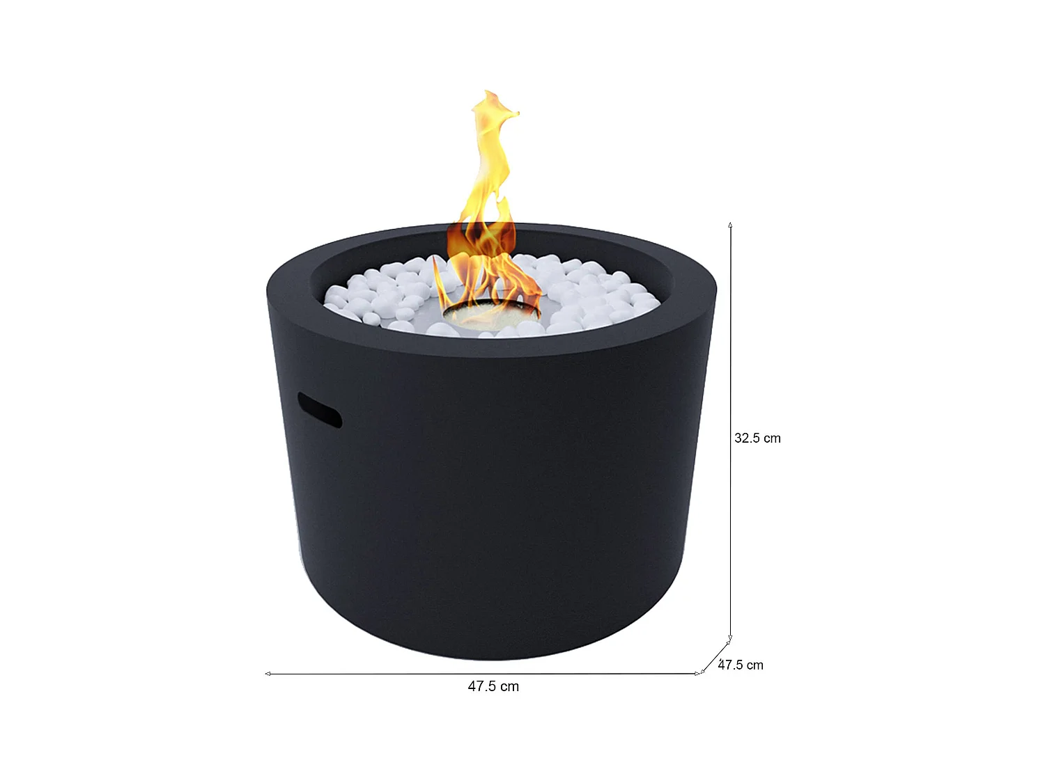 Cheminée à Bioéthanol Aielli, Capacité 1 Litre Made in Italy, 47,5x47,5x32,5h cm Noir