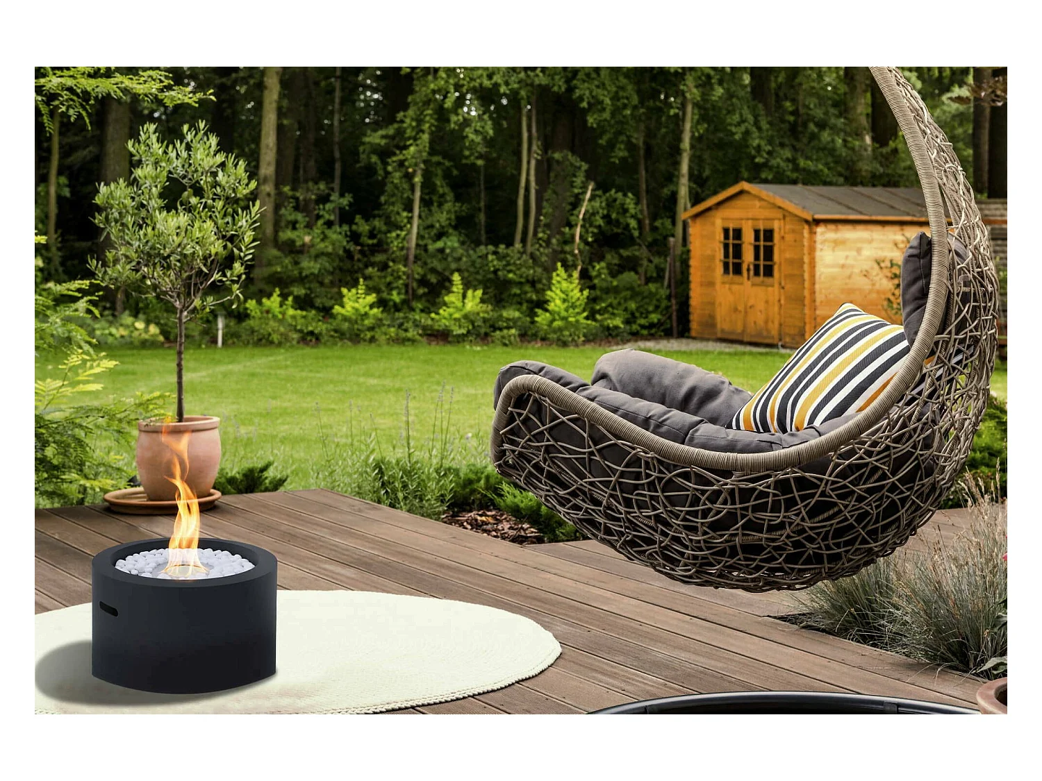 Cheminée à Bioéthanol Aielli, Capacité 1 Litre Made in Italy, 47,5x47,5x32,5h cm Noir