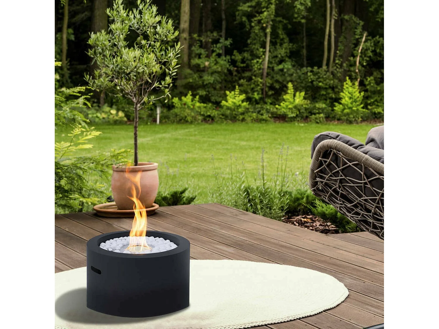 Cheminée à Bioéthanol Aielli, Capacité 1 Litre Made in Italy, 47,5x47,5x32,5h cm Noir