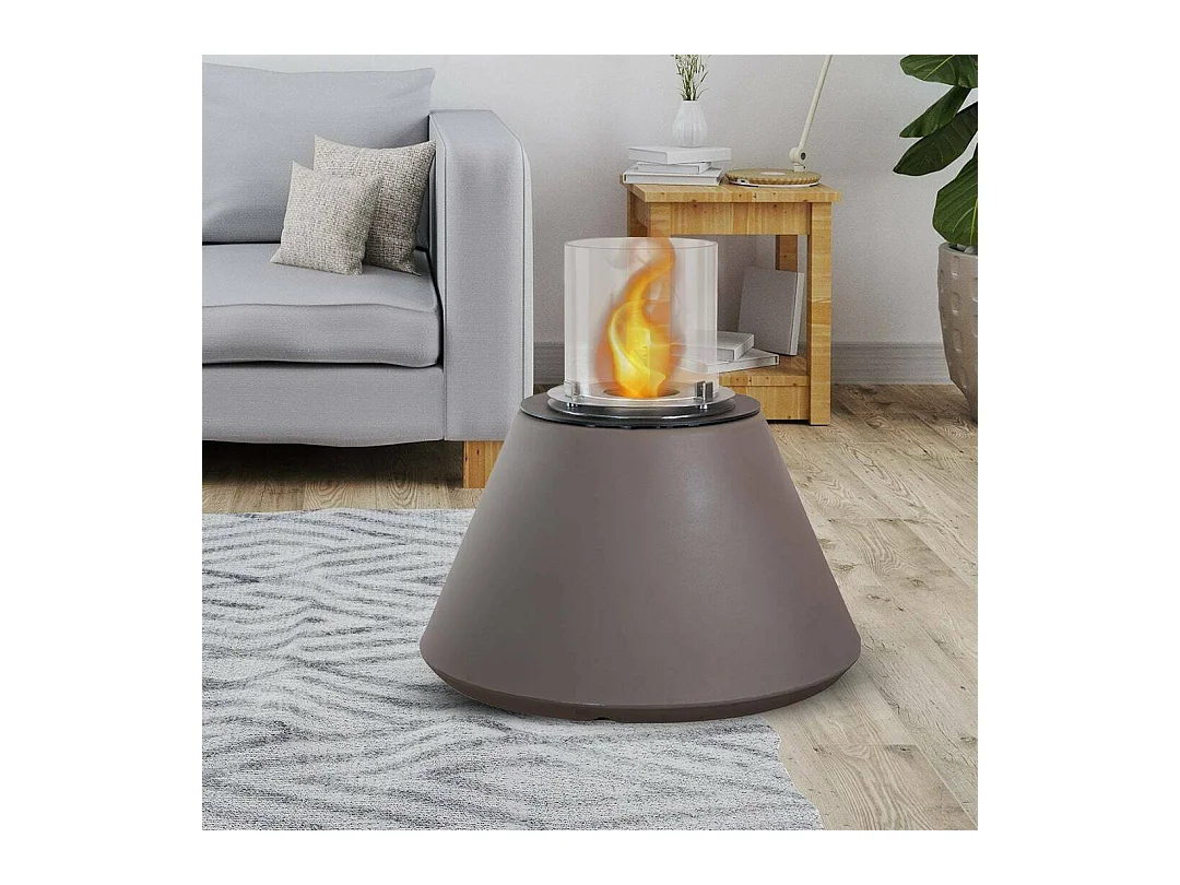 Cheminée à bioéthanol Parbo, Capacité 1,5 L fabriquée en Italie, 60x60x56h cm Marron