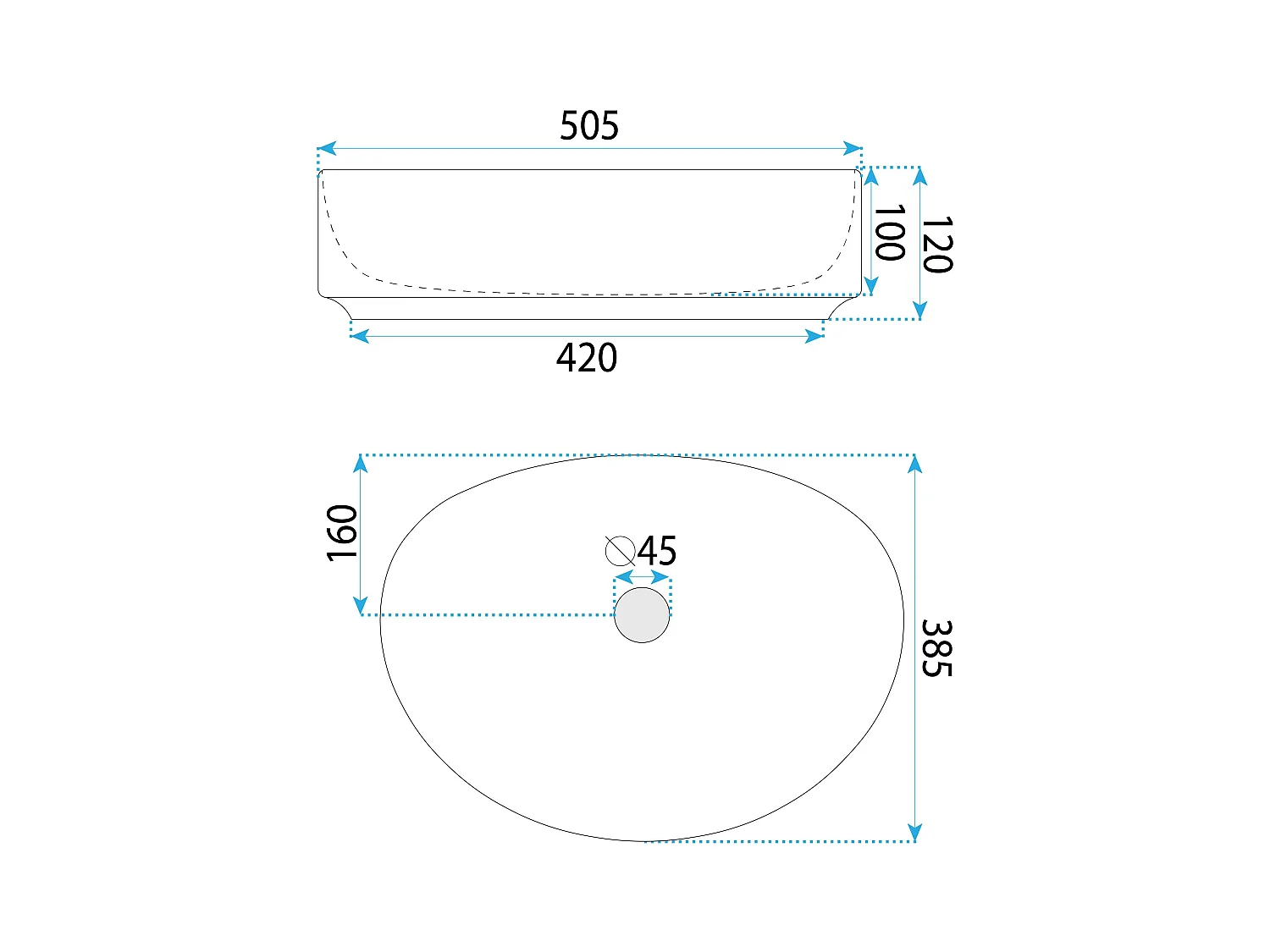 Lavabo Da Appoggio Rea Joana 50 Oval White