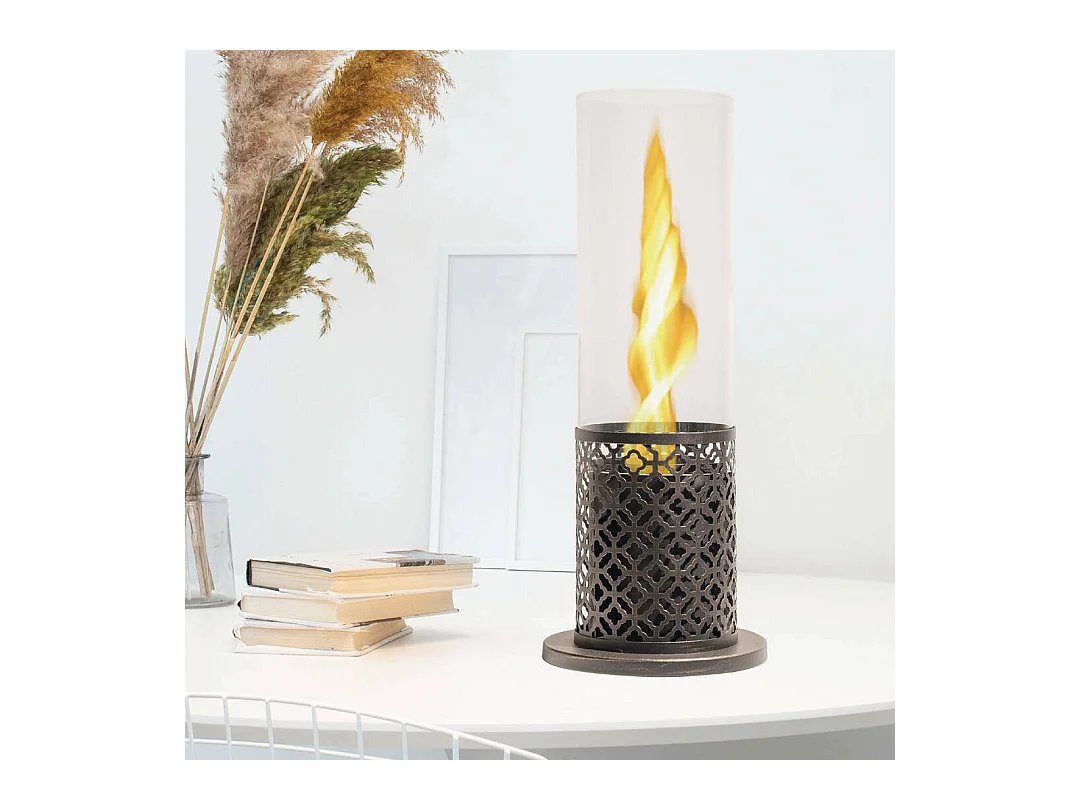 Cheminée Bioéthanol Alme, Capacité 0,4 L Made in Italy, 20x20x49,6h cm Blanc