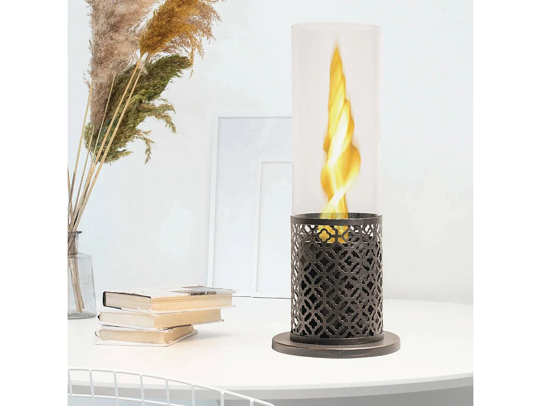 Cheminée Bioéthanol Alme, Capacité 0,4 L Made in Italy, 20x20x49,6h cm Blanc