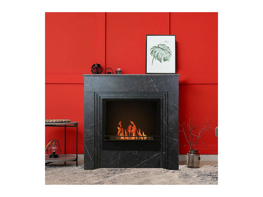 Cheminée bioéthanol Kinsasa, Capacité 1,8 L Fabriqué en Italie, 35x96x96h cm Noir