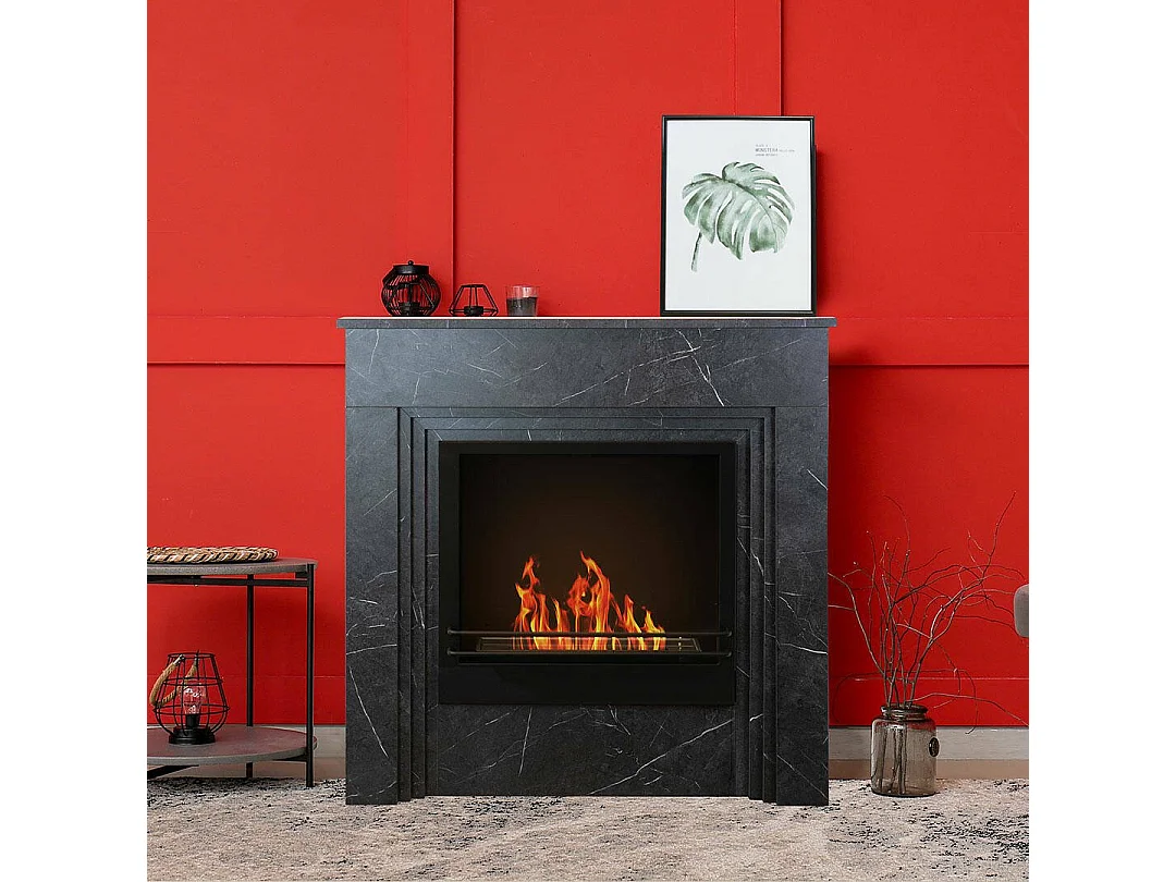 Cheminée bioéthanol Kinsasa, Capacité 1,8 L Fabriqué en Italie, 35x96x96h cm Noir