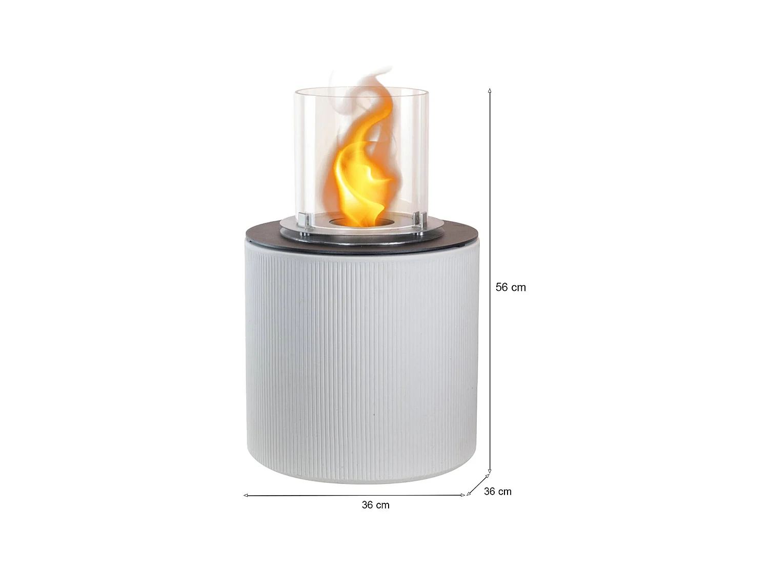 Cheminée à Éthanol Maynila, Capacité 1,5 L Made in Italy, 36x36x56h cm Blanc