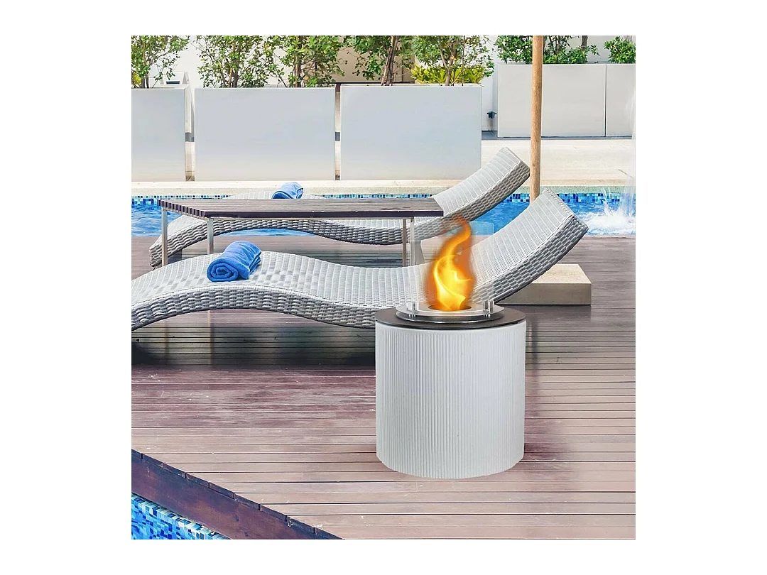 Cheminée à Éthanol Maynila, Capacité 1,5 L Made in Italy, 36x36x56h cm Blanc