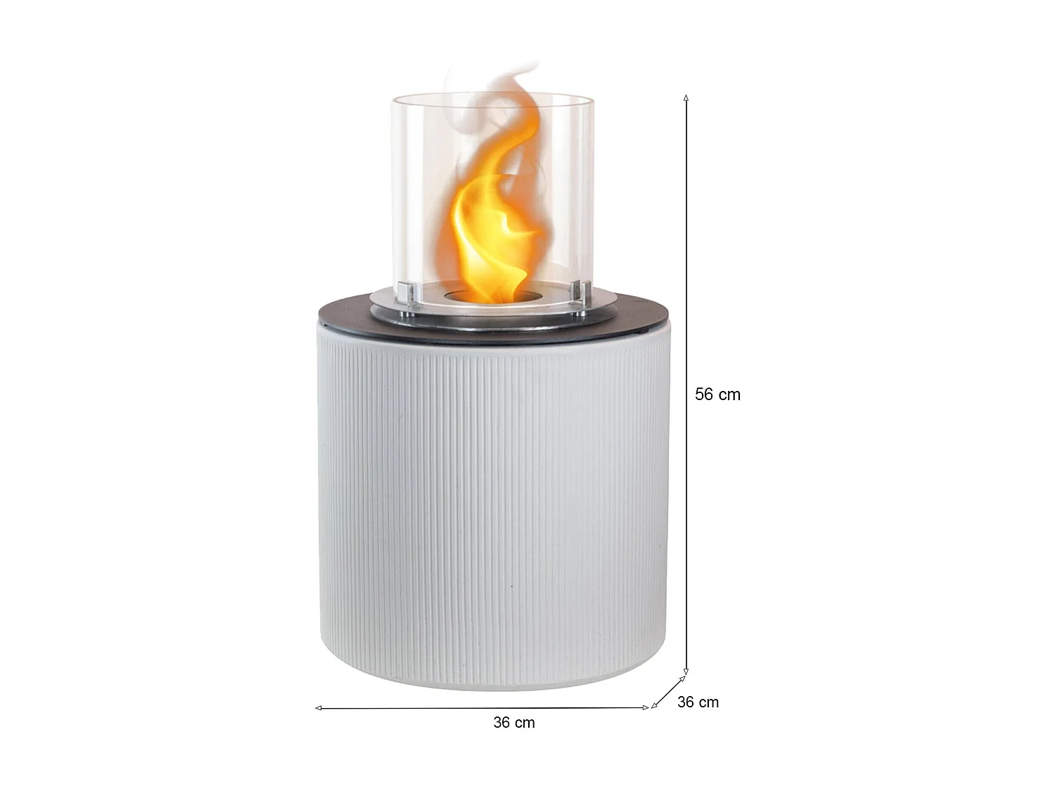 Cheminée à Éthanol Maynila, Capacité 1,5 L Made in Italy, 36x36x56h cm Blanc