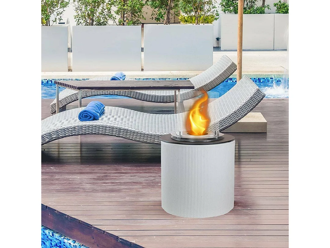 Cheminée à Éthanol Maynila, Capacité 1,5 L Made in Italy, 36x36x56h cm Blanc