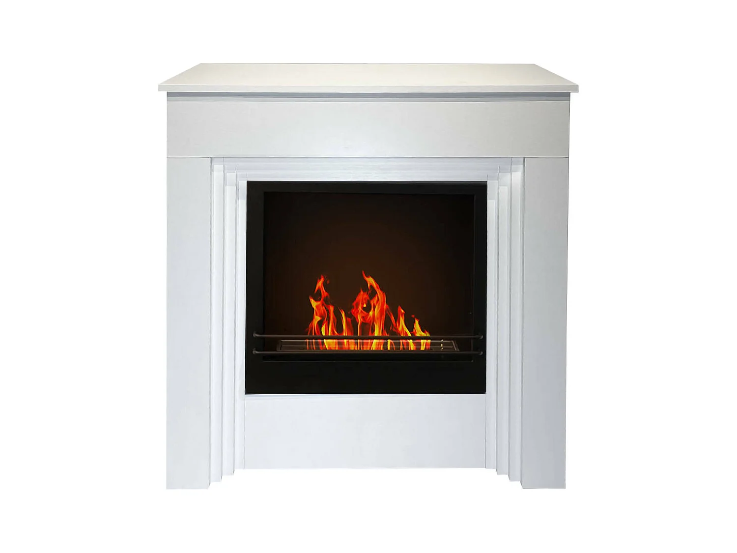 Cheminée bioéthanol Kinsasa, capacité 1,8 L Made in Italy, 35x96x96h cm Blanc