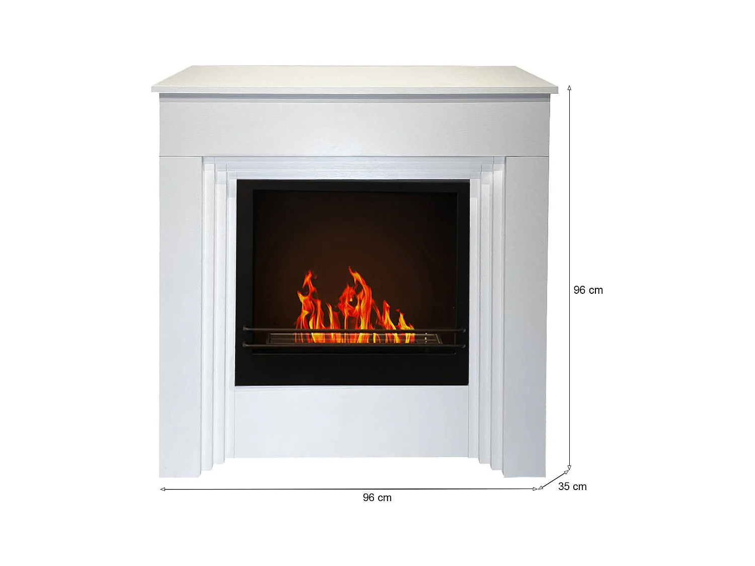 Cheminée bioéthanol Kinsasa, capacité 1,8 L Made in Italy, 35x96x96h cm Blanc