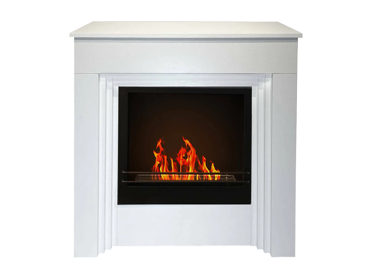 Cheminée bioéthanol Kinsasa, capacité 1,8 L Made in Italy, 35x96x96h cm Blanc