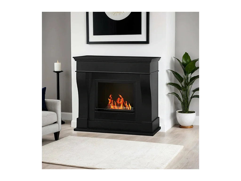 Cheminée à bioéthanol Alseno, Capacité 1,8 L Made in Italy, 43x111x99h cm Noir