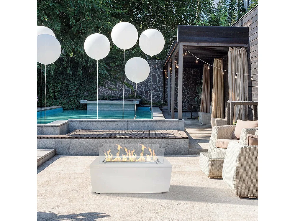 Cheminée Bioéthanol Arena, Capacité 4,5 Litre Made in Italy, 100x40x40h cm Blanc