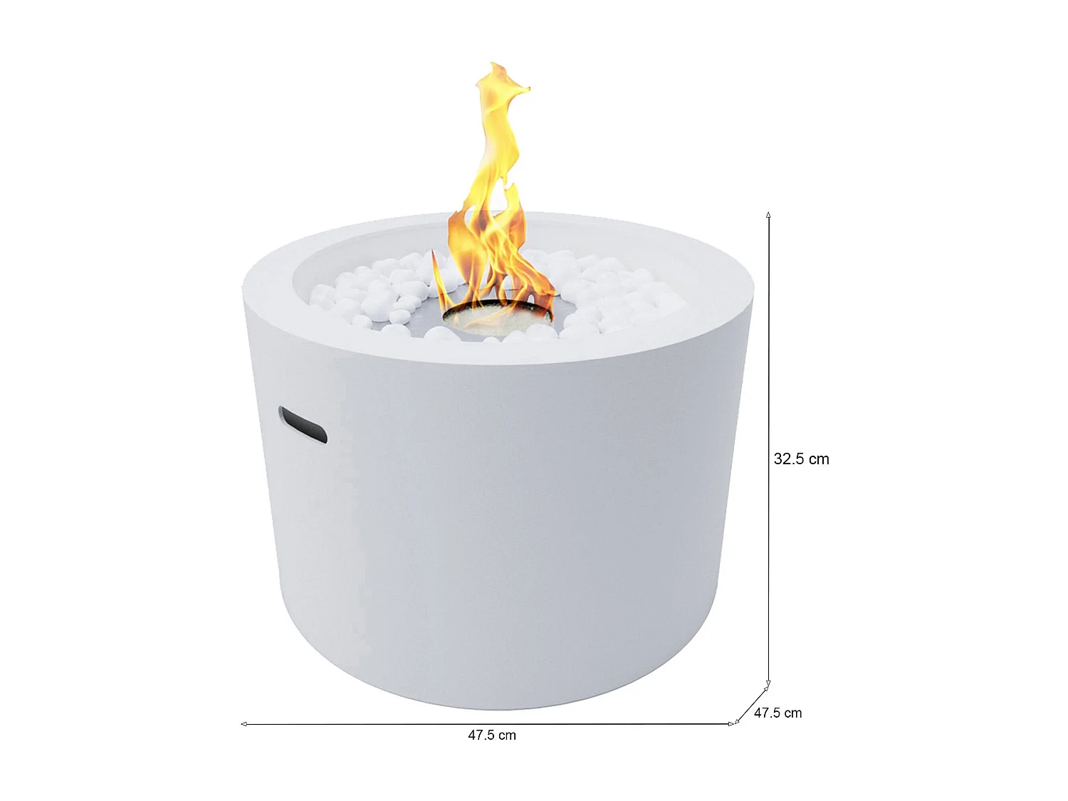 Cheminée à bioéthanol Aielli, capacité 1 L, Made in Italy, 47,5x47,5x32,5h cm blanc