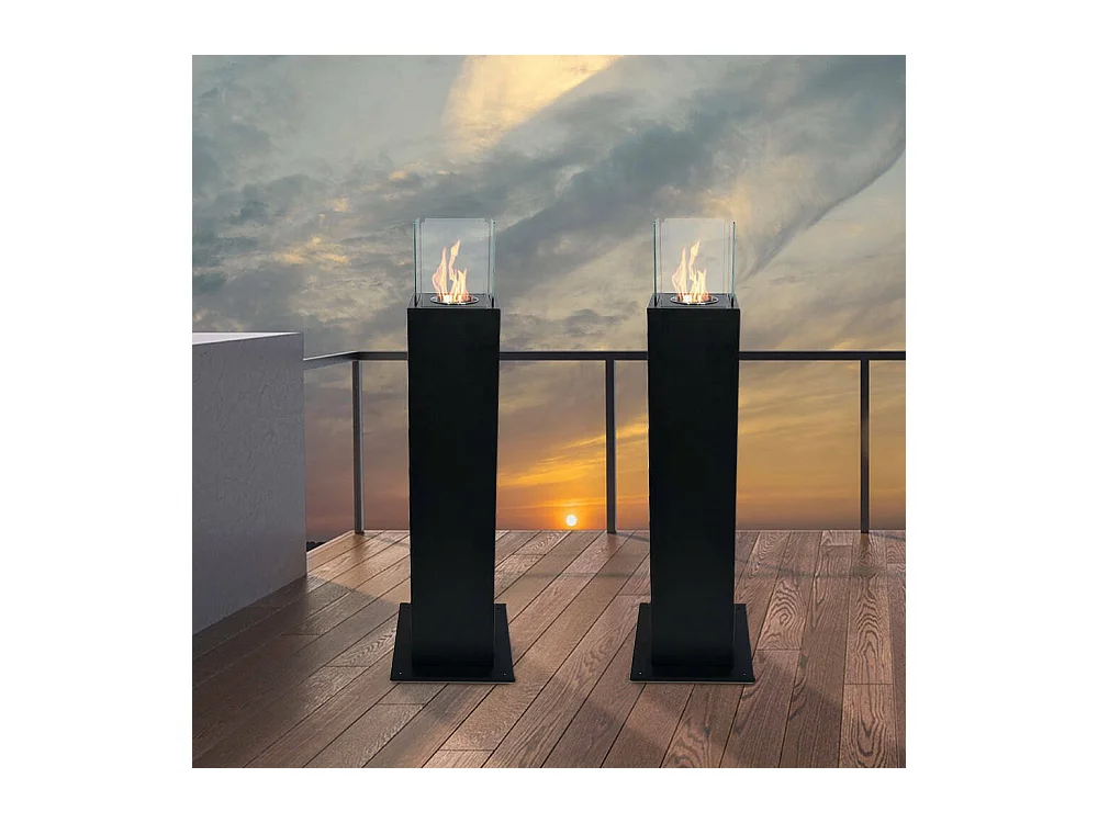 Cheminée à bioéthanol Jakarta, Capacité 0,7 L Made in Italy, 20x20x110h cm Noir