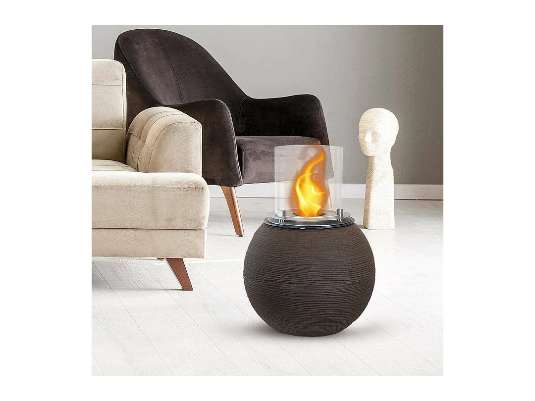 Cheminée Bioéthanol Alliste, Capacité 1,5 L, Fabriqué en Italie, 40x40x54h cm Marron