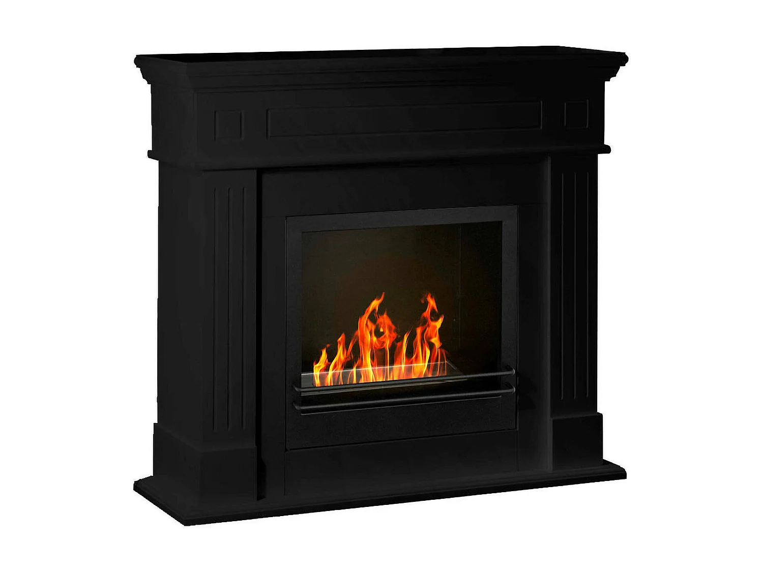 Cheminée à bioéthanol Aradeo, capacité 1,2 l, Made in Italy, 36x110x101h cm, noire