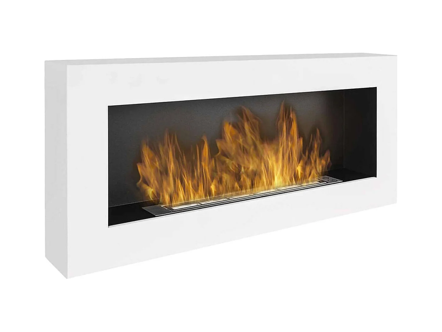 Cheminée à bioéthanol Zagreb, capacité 0,75 L, Made in Italy, 90x12x40h cm blanc