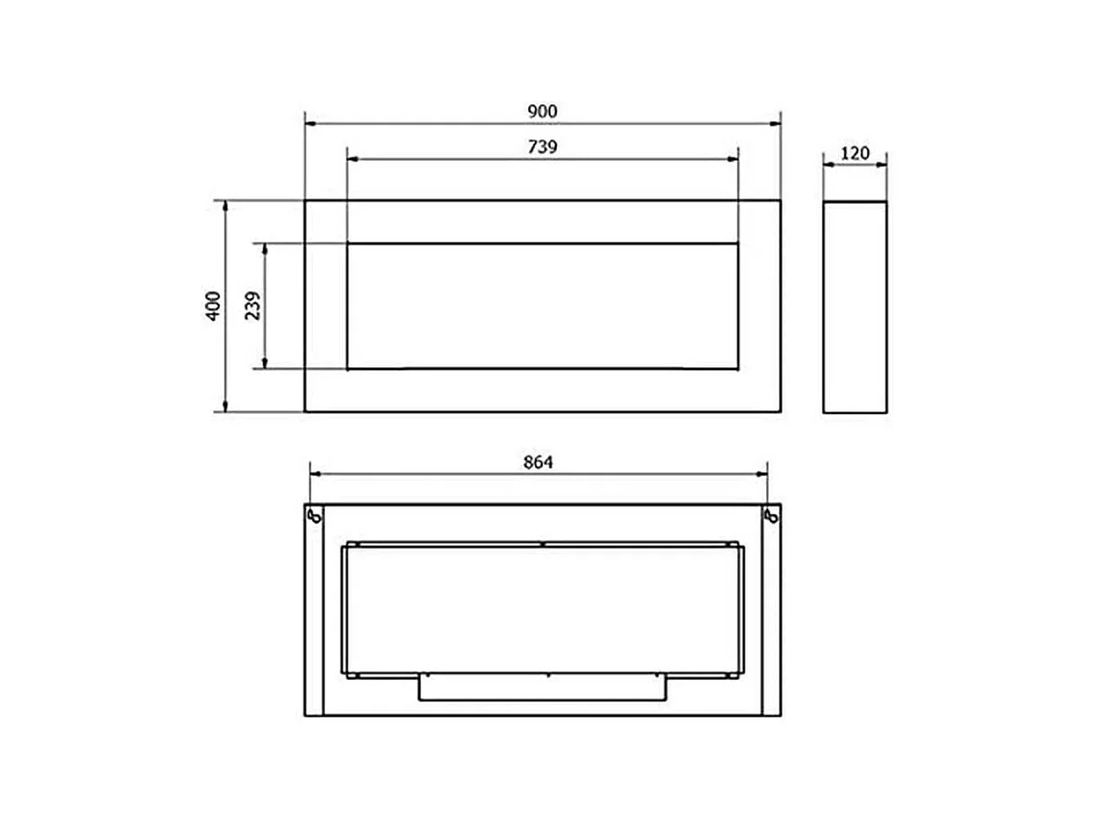 Cheminée à bioéthanol Zagreb, capacité 0,75 L, Made in Italy, 90x12x40h cm blanc