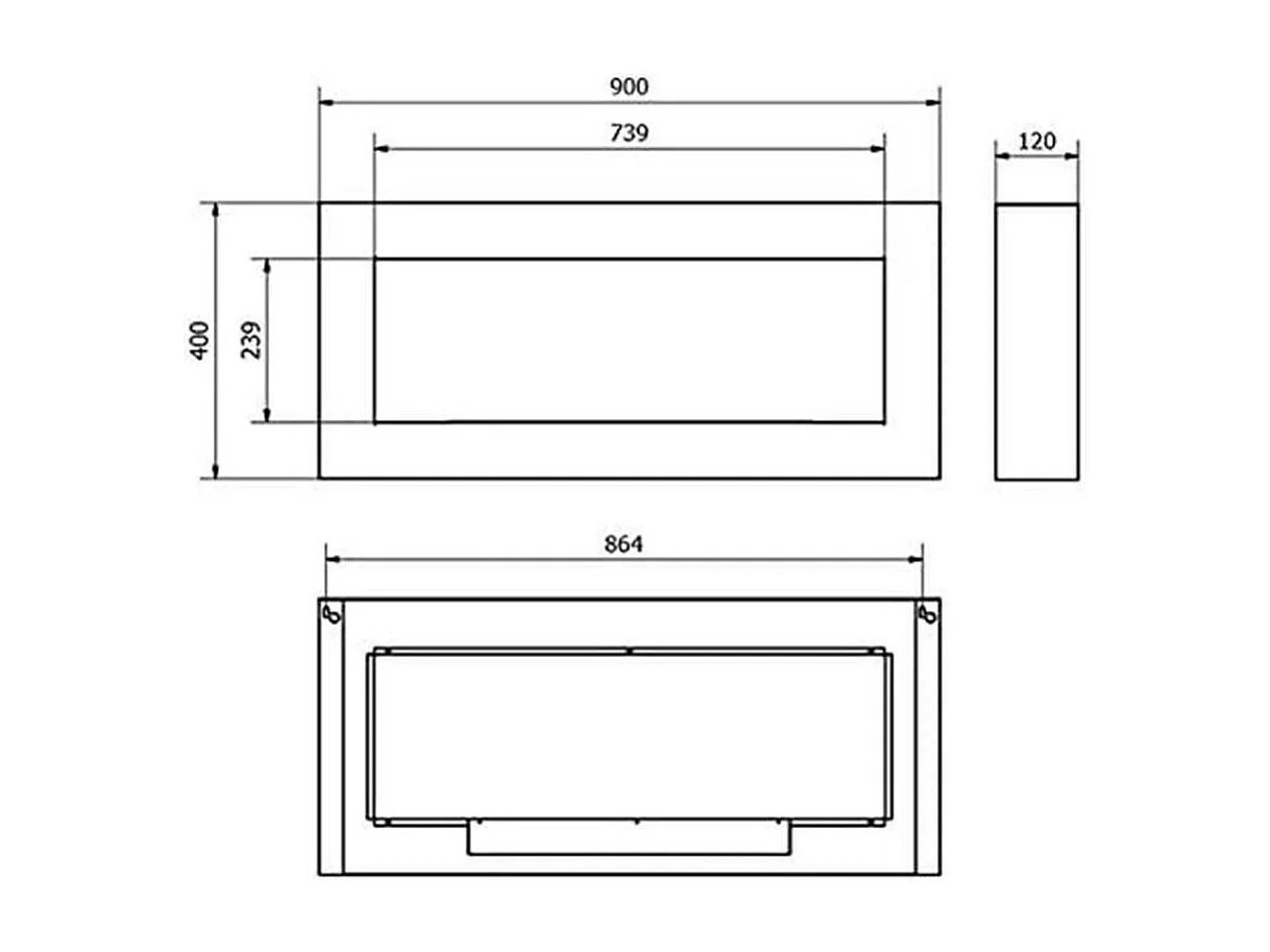 Cheminée à bioéthanol Zagreb, capacité 0,75 L, Made in Italy, 90x12x40h cm blanc