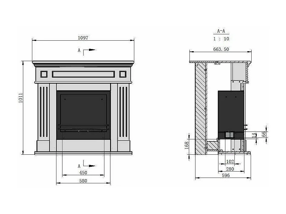 Cheminée à Bioéthanol Piovera, Capacité 1,8 L Made in Italy, 110x63x102h cm Blanc