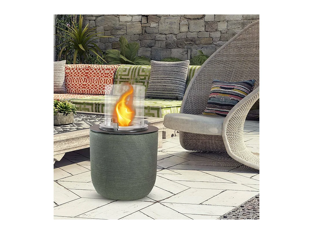 Cheminée à bioéthanol Agazzano, capacité 1,5 L, Made in Italy, 35x35x55h cm, vert