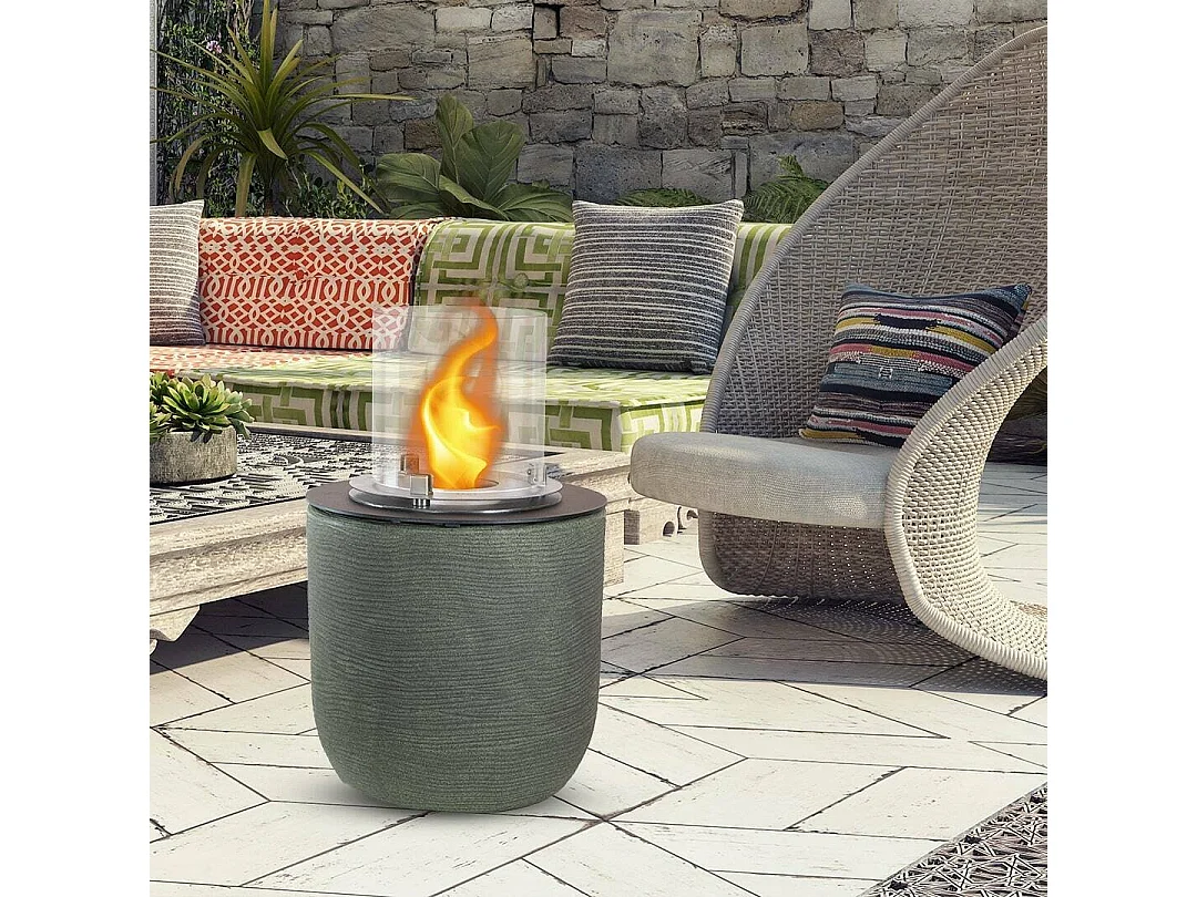 Cheminée à bioéthanol Agazzano, capacité 1,5 L, Made in Italy, 35x35x55h cm, vert