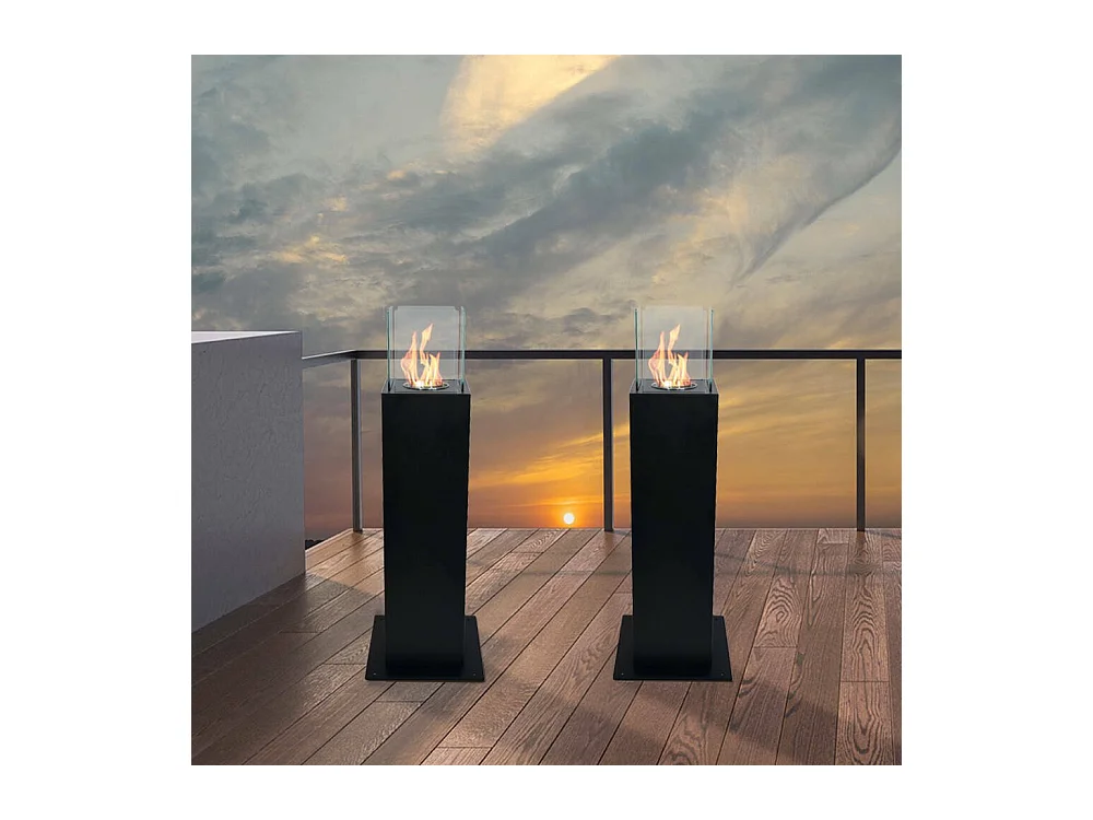 Cheminée bioéthanol Arba, capacité 0,7 lt Made in Italy, 20x20x70h cm Noir