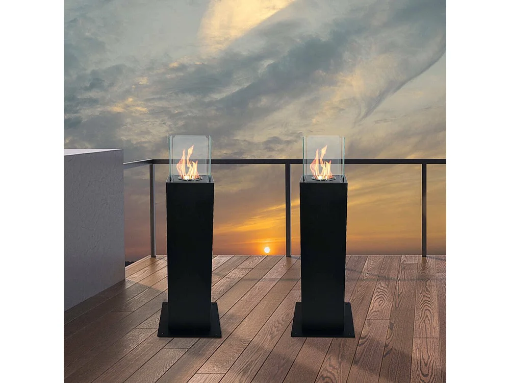 Cheminée bioéthanol Arba, capacité 0,7 lt Made in Italy, 20x20x70h cm Noir