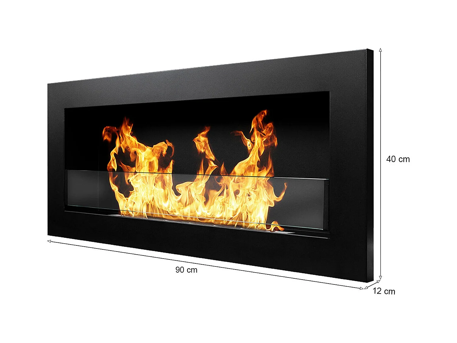 Cheminée bioéthanol Coprincipi, capacité 0,75 lt Made in Italy, 90x12x40h cm noir