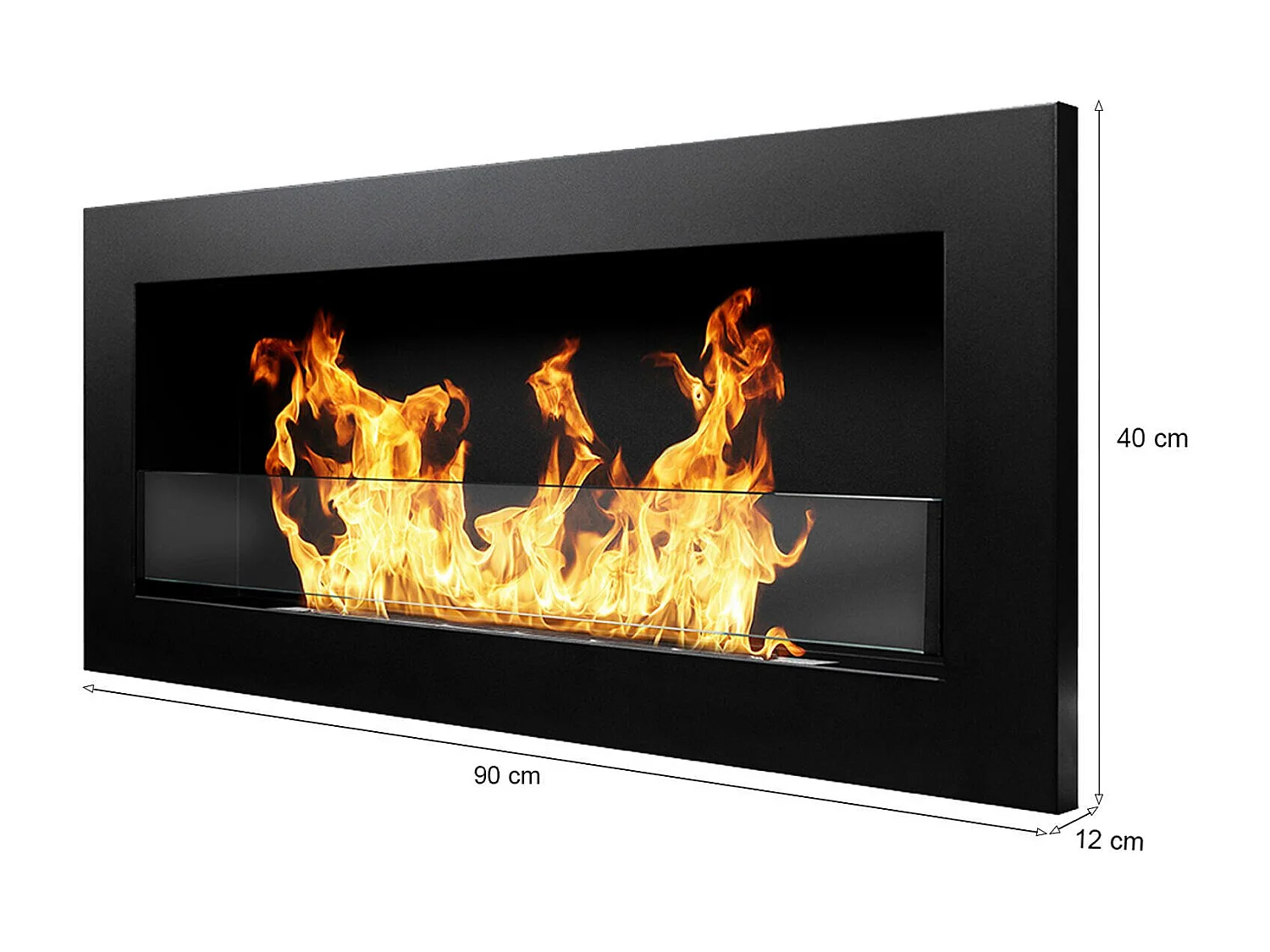 Cheminée bioéthanol Coprincipi, capacité 0,75 lt Made in Italy, 90x12x40h cm noir