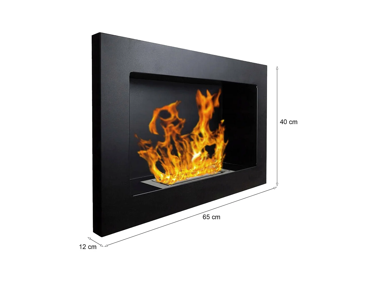 Cheminée à Bioéthanol Airuno, Capacité 0,35 L, Fabriqué en Italie, 12x65x40h cm Noir