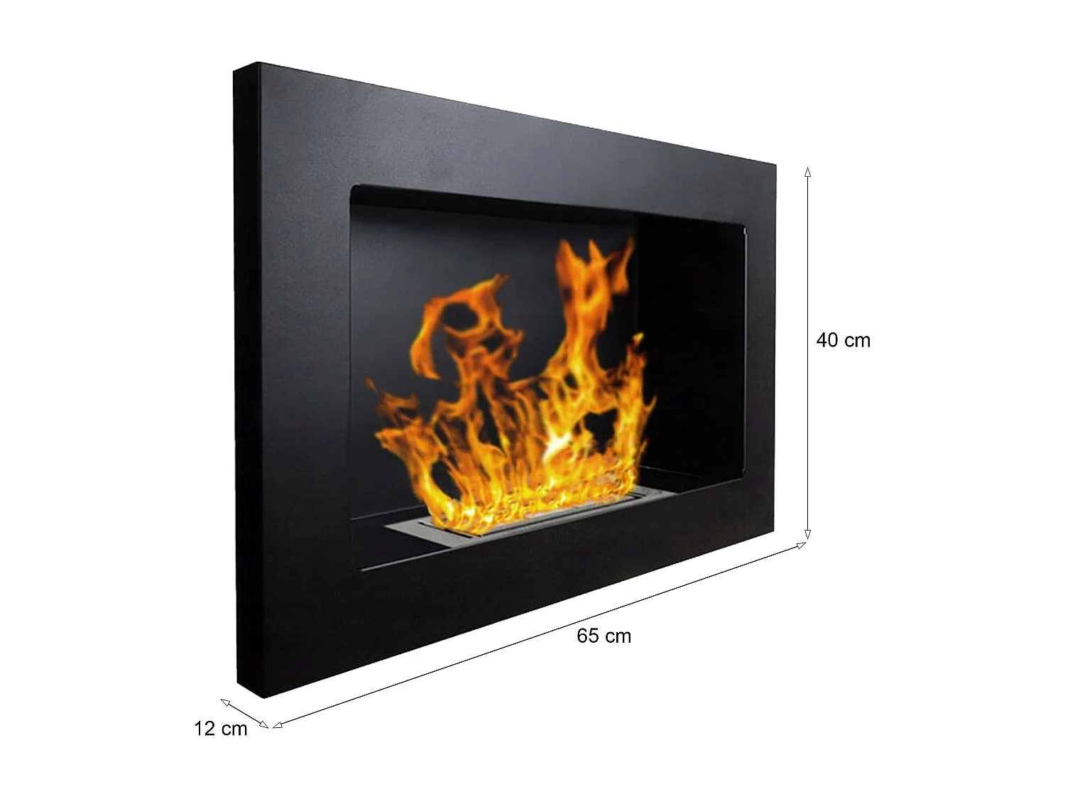 Cheminée à Bioéthanol Airuno, Capacité 0,35 L, Fabriqué en Italie, 12x65x40h cm Noir