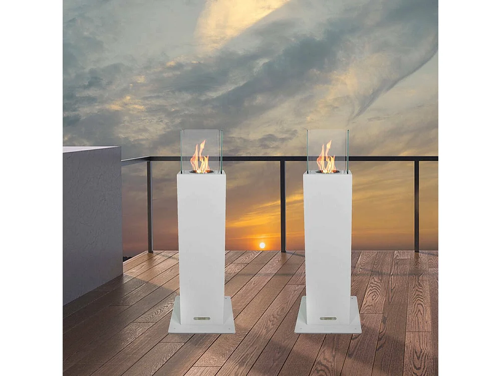 Cheminée à bioéthanol Arba, capacité 0,7 L Made in Italy, 20x20x70 cm blanc