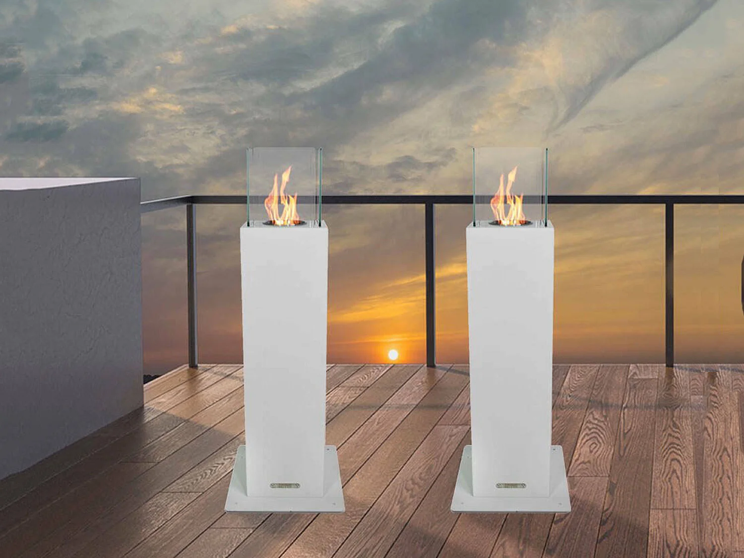 Bioethanol-Kamin Arba, 0,7 l Kapazität Made in Italy, 20x20x70h cm Weiß