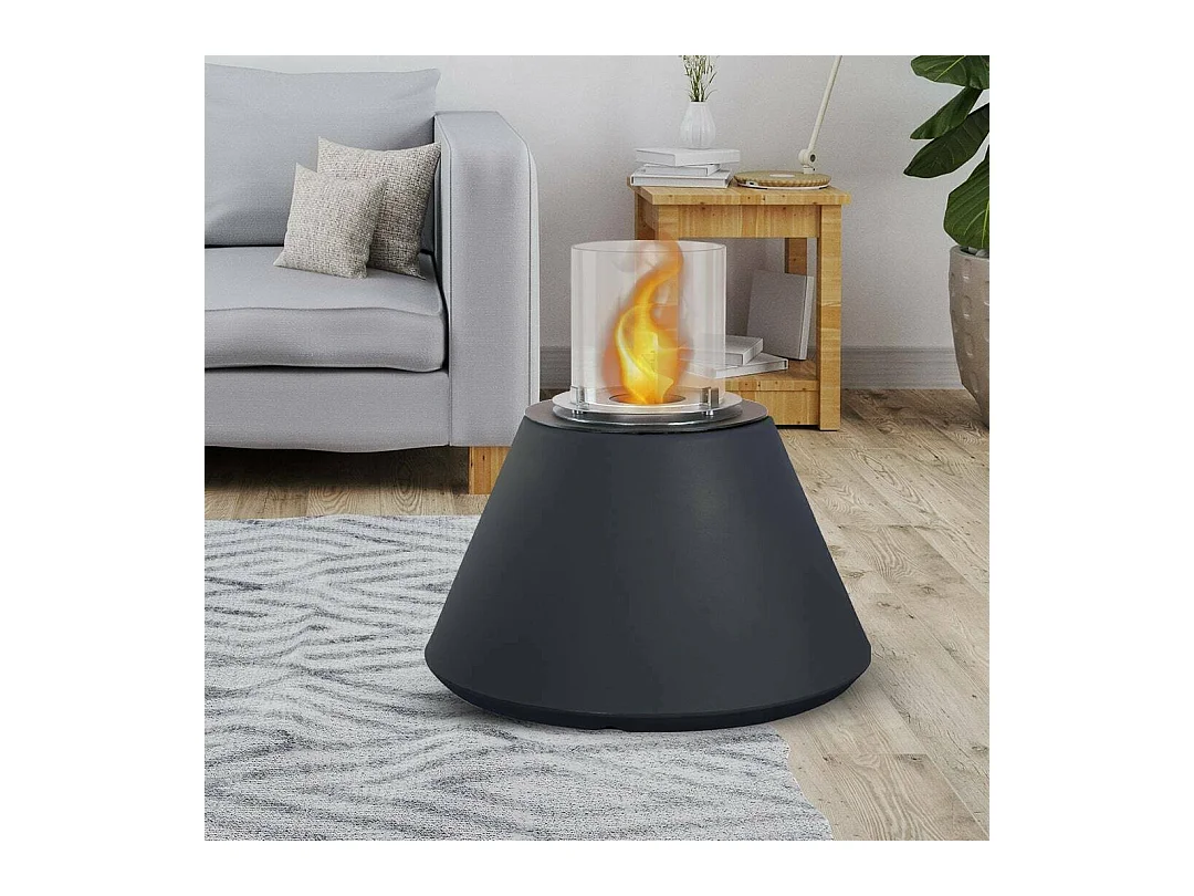 Cheminée bioéthanol Parbo, capacité 1,5 L Made in Italy, 60x60x56h cm Noir