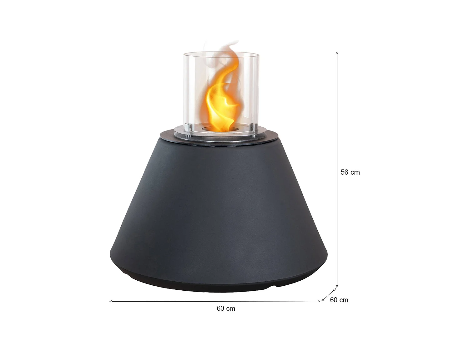 Cheminée bioéthanol Parbo, capacité 1,5 L Made in Italy, 60x60x56h cm Noir