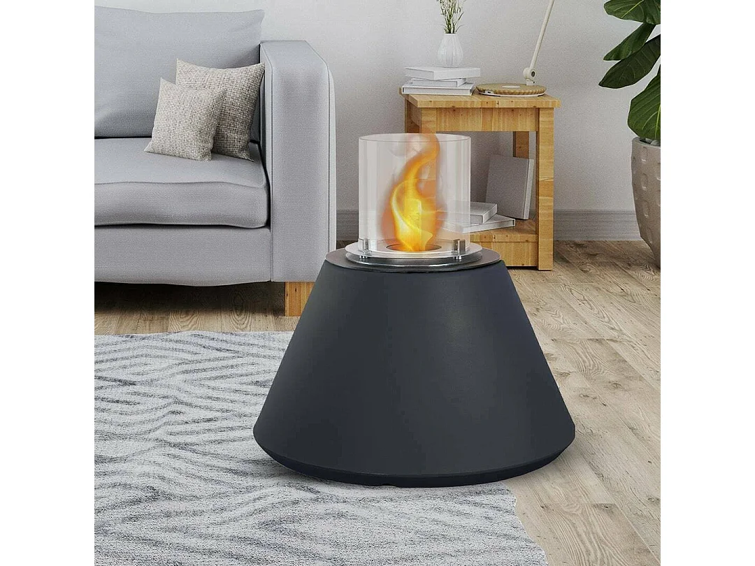 Cheminée bioéthanol Parbo, capacité 1,5 L Made in Italy, 60x60x56h cm Noir