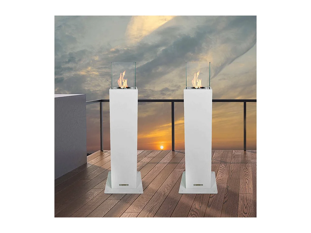 Cheminée à bioéthanol Jakarta, capacité 0,7 l Made in Italy, 20x20x110h cm Blanc