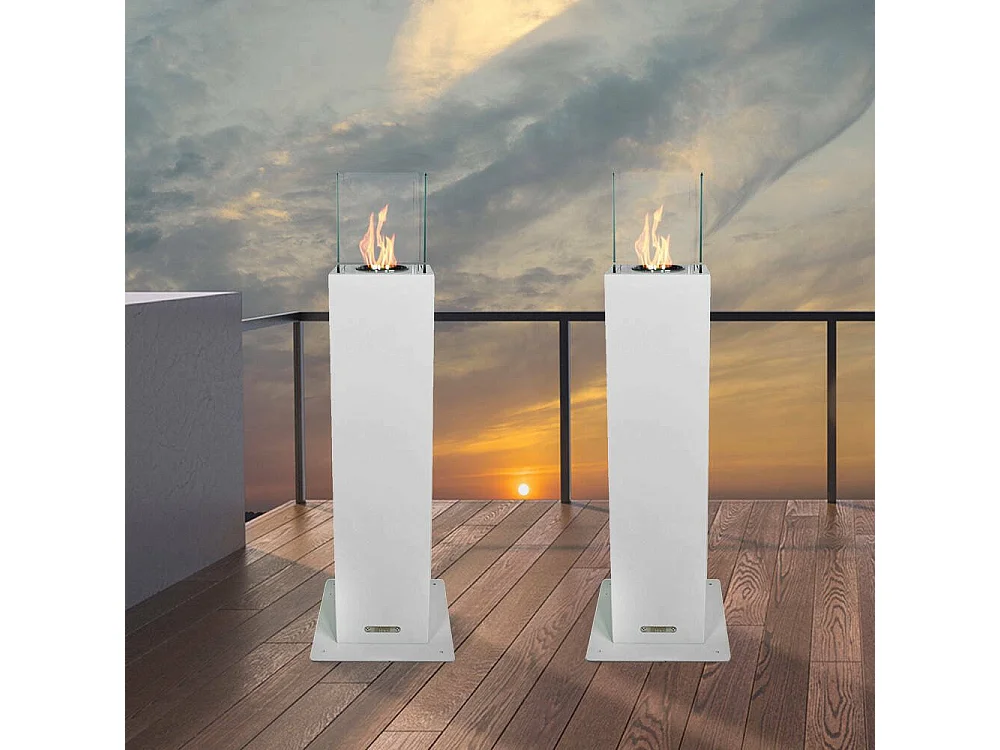Cheminée à bioéthanol Jakarta, capacité 0,7 l Made in Italy, 20x20x110h cm Blanc