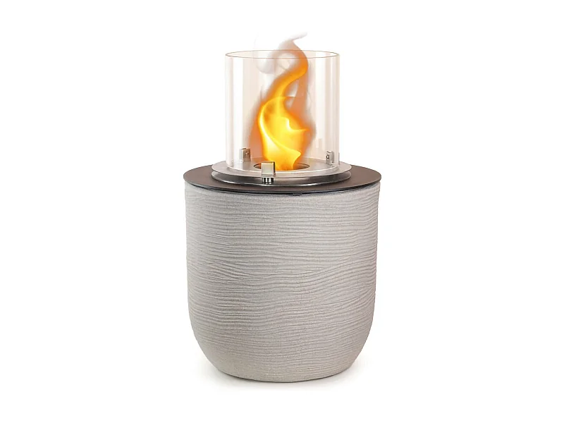 Chimenea de bioetanol Kilauea, Chimenea ecológica, Hogar sin humo, Calefactor de etanol, Made in Italy, 35x35 h55 cm, Gris claro