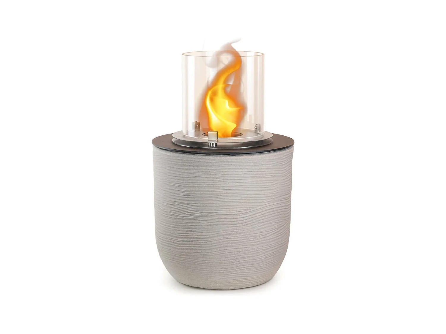 Cheminée Bioéthanol Agazzano, Capacité 1,5 L Made in Italy, 35x35x55h cm Gris Clair