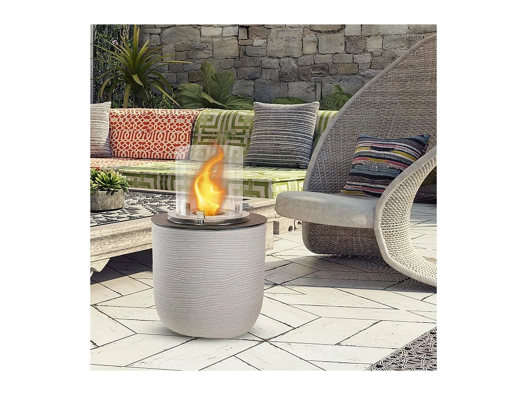 Cheminée Bioéthanol Agazzano, Capacité 1,5 L Made in Italy, 35x35x55h cm Gris Clair