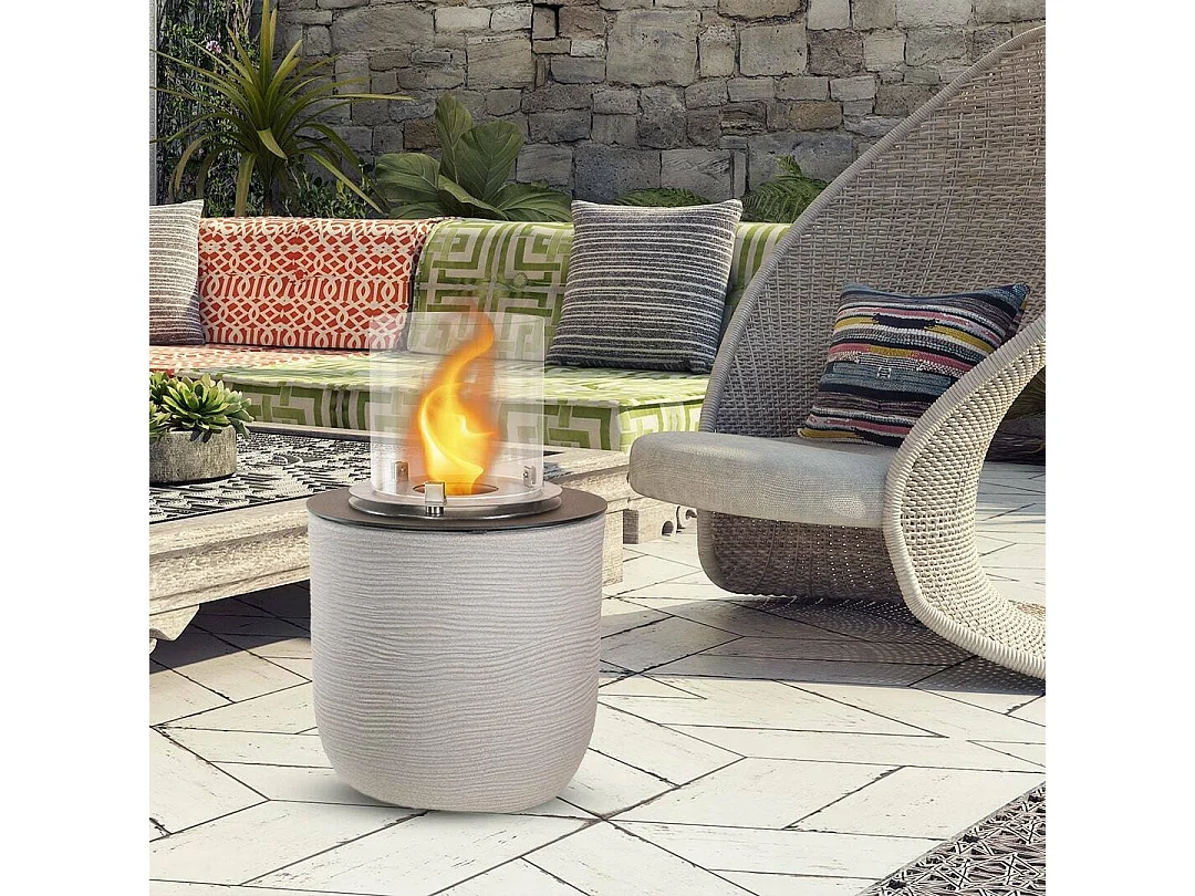 Cheminée Bioéthanol Agazzano, Capacité 1,5 L Made in Italy, 35x35x55h cm Gris Clair