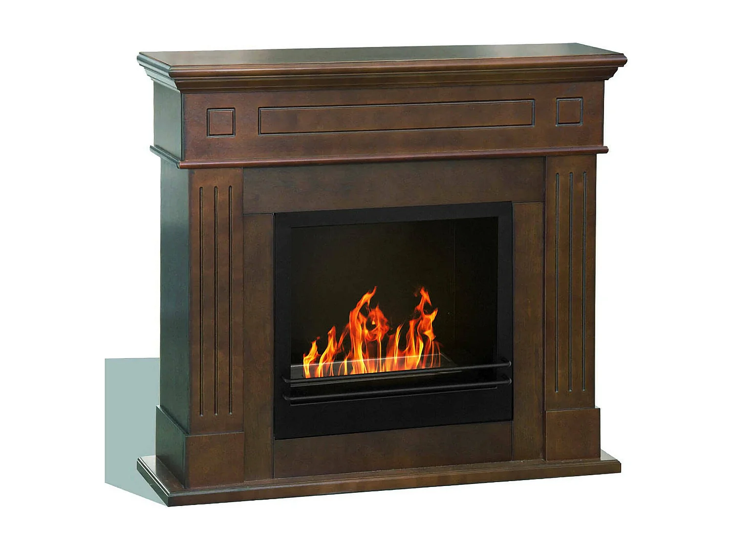 Cheminée à bioéthanol Aradeo, capacité 1,2 L, Made in Italy, 36x110x100h cm, marron