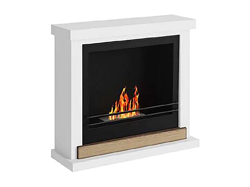 Lareira a bioetanol Pacaya, Lareira ecológica, Lareira sem fumo, Aquecedor a etanol, Fabricado em Itália, 75x24 h68 cm, Branco