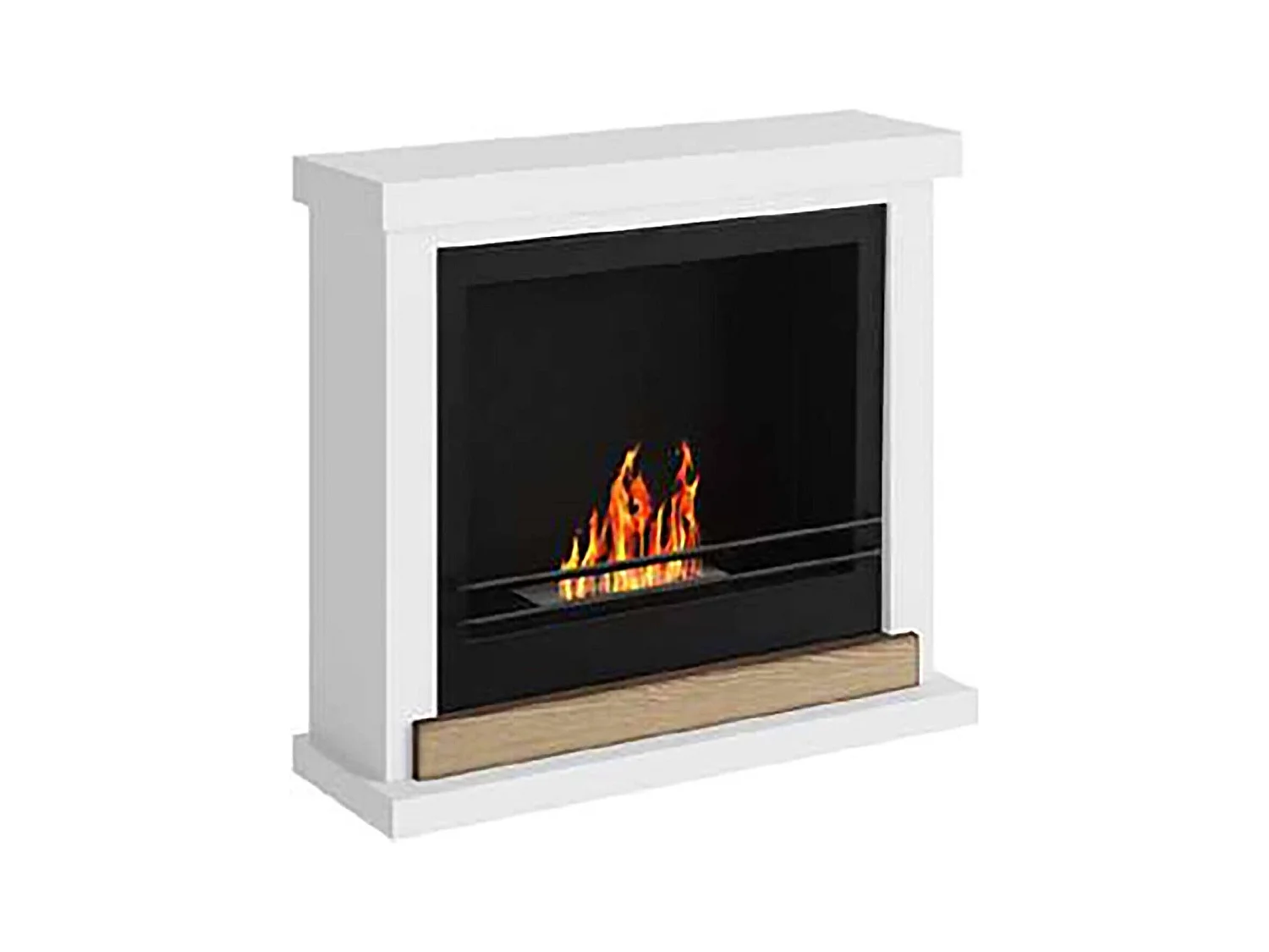 Cheminée bioéthanol Arenzano, Capacité 1,2 L, Fabriqué en Italie, 24x75x68h cm Blanc