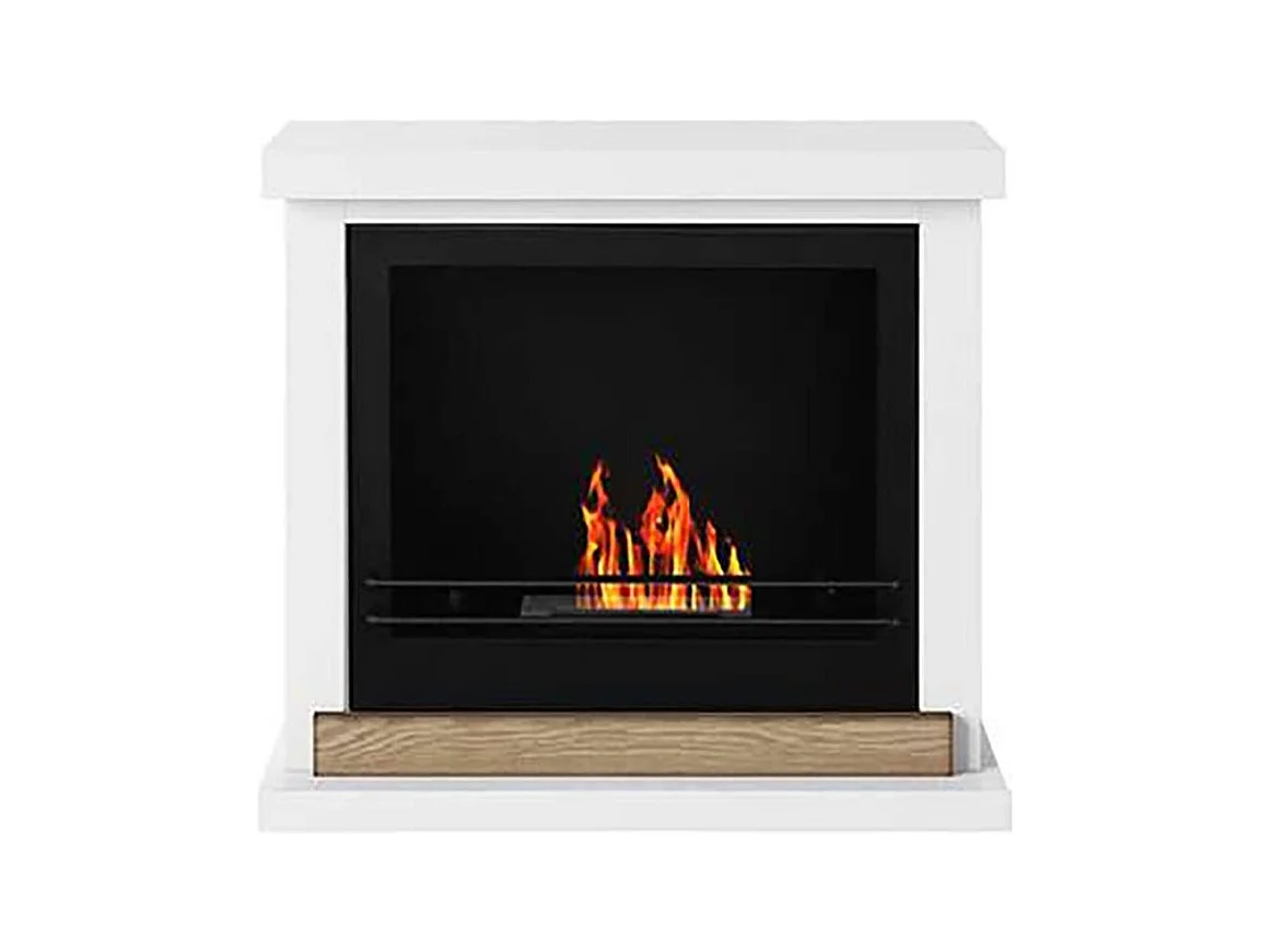 Cheminée bioéthanol Arenzano, Capacité 1,2 L, Fabriqué en Italie, 24x75x68h cm Blanc